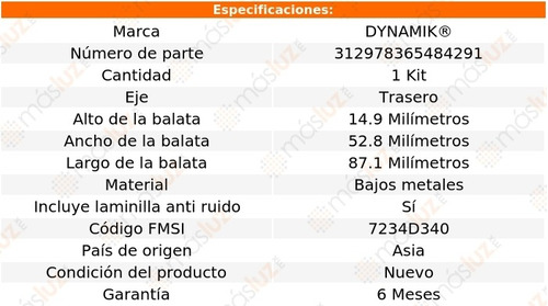 Balatas Bajos Metales Tra Peugeot 307 L4 2.0l 03/10 Dynamik Foto 3