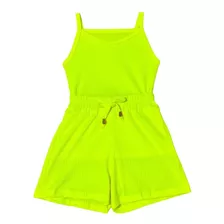 Conjunto Infantil Neon Regata E Short Menina Modinha Verão