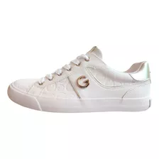 Tenis G By Guess Original Blanco Grabado Casual Dama