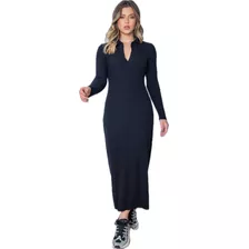 Vestido Midi Gola Polo Modal Is234