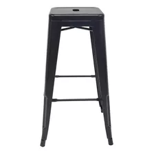 Banco Barra Bar Cocina Tipo Tolix Metálico Marca Selectshop Patas Reforzadas Con Gomas Antiderrapantes Ligero Resistente A La Interperie Altura 75 Cm Ancho 40 Cm Asiento 30 X 30 Cm Color Negro Selects