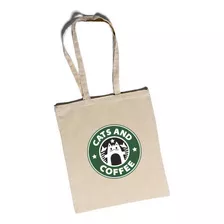 Bolsa Gato Cats And Coffee Gatos Tote Eco Bolso Wiwi