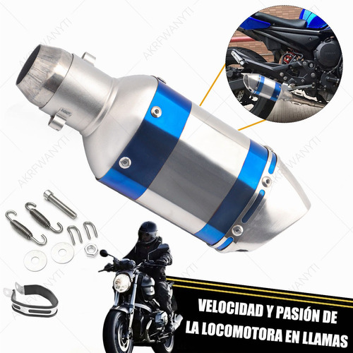 Escape Silenciador Moto Universal Deportivo 250mm Doble Azul Foto 7