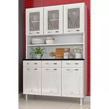 Kit Cozinha 3 Portas Vidro 3 Gavetas Telasul Star Cor Branco