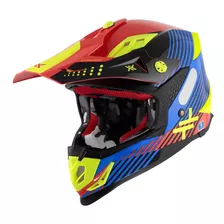 Capacete Mattos Racing Atomic Azul/vermelho Motocross Trilha