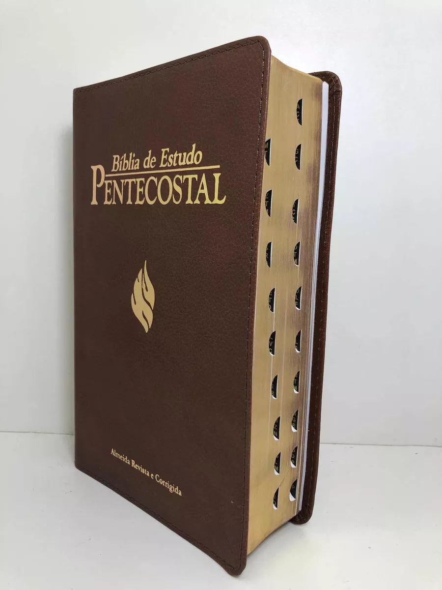 Bíblia Sagrada Estudo Pentecostal Média Capa Couro Legítimo