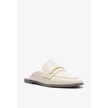 Schutz Sapato Mule Rasteiro Desmond Couro Triangle Branco