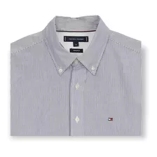 Camisa Regular Fit Rayas Azul Algodón Sustentable Importada