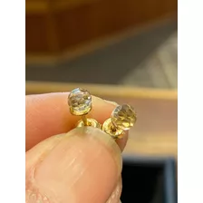 Luli Caravanas Enchapada Oro 18k Bolita Cristal Facetada 4mm