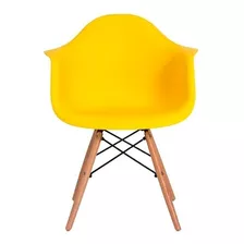Cadeira De Jantar Elidy Charles Eames Eiffel Com Braço, Estrutura De Cor Amarelo, 4 Unidades