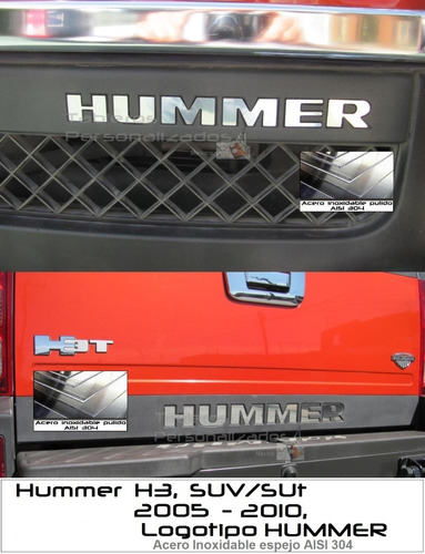 Letras Logotipo Hummer H3sut 2006 2010 Batea  Ac. Inoxidable Foto 3