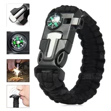 Pulseira Paracord Militar Original Apito Bussola Pederneira