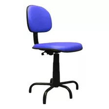 Cadeira De Escritório Renaflex Costureira 2545 Ergonômica Azul Com Estofado De Couro Sintético