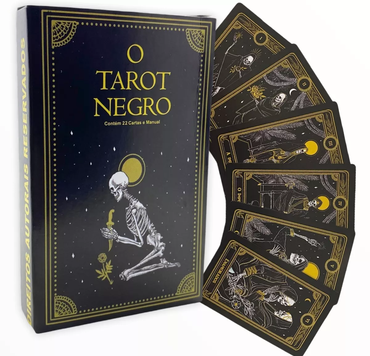 Baralho O Tarot Negro De Marselha Tarô 22 Cartas E Manual