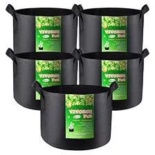 Vivosun 5pack 5 Gallon Grow Bags Heavy Duty 300g Thickkened 