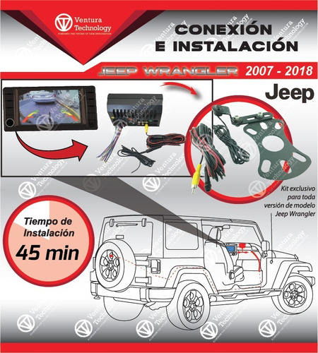 Cmara De Reversa Base Metalica Radio Jeep Wrangler 2007-18 Foto 6