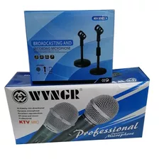 Microfone Profissional C/fio Metal 5mts + Suporte Pedestal 