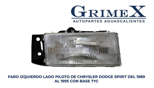 Faro Chrysler Spirit 1989-1990-91-93-94-1995-95 Con Base Tyc Foto 3