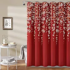 Cortina De Ducha Tela Con Estampado 72x72 Pulgada Color Rojo