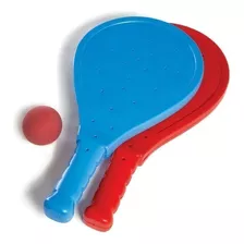 Paletas Playeras Plásticas Reforzadas Pelota Goma Del Tomate Color Azul