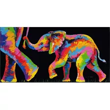 Pintar Por Números Enmarcado Kit Lienzo Elefante Mamá Hijo