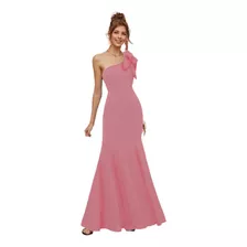 Vestido Corte Sirena Un Solo Hombro Con Moño