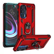 Funda Para Moto Edge 2021 - Roja Con Anillo