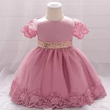 Vestido De Bebé De Fiesta Mini-mi Modelo Valeria Rosa Viejo