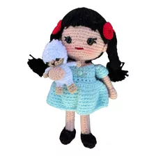 Boneca Com Ovelha No Colo Amigurumi Brinquedo Decoração Bebê