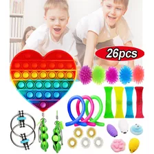 Kit Brinquedos Pop It Fidget Rainbow Pioneer 26 Unidades