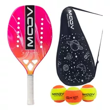 Raquete Moov Beach Tennis Carbono 3k Com Bag + 3 Bolinhas