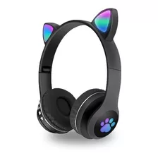 Auricular Bluetooth Gato Plegable Con Luces Led Negro 