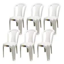 Kit 6 Cadeiras Plástica Branca Bistrô P/até 152kg Resistente