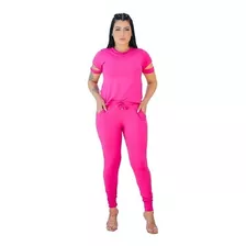 Conjunto Feminino Plus Size Calça + Blusa Malha Plus Size 01