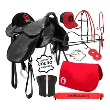 Kit Mangalarga Marchador Sela Completa 16 Polegadas Barato! Cor Preto-vermelho