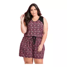 Macacão Macaquinho Estampa Floral Plus Size Moda Feminina