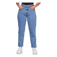 Calça Mom Jeans Feminina Cintura Alta Cinto Removível 