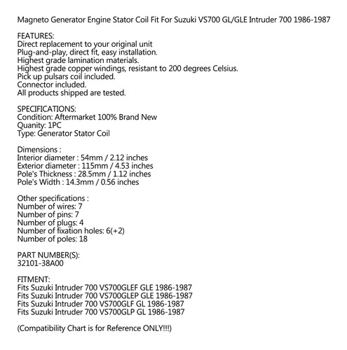 Generador Estator Para Suzuki Vs700 Vs 700gl Intruder 700 Foto 9