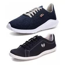 Kit 2 Tenis Sapatenis Casual Jogger Caminhada Urbano Confort