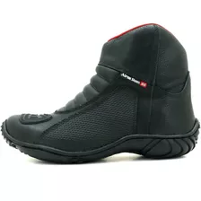 Bota Motociclista Masculina Couro Zíper + Palmilha Gel 305