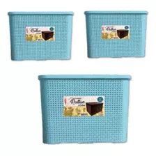 Kit 3 Caixas Cesto Organizador Rattan 25 Litros Decoração