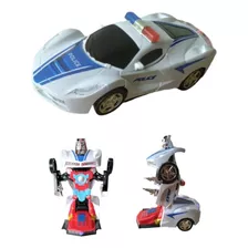 Carrinho Policia Transformers Robô Musical Bate Volta Luz 