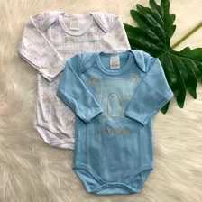 Kit Com Dois Body Para Menino Urso 100% Algodão