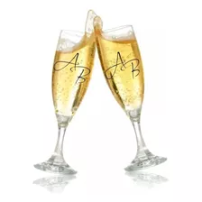 30 Pares Adesivos Iniciais Noivos Taça Champagne Casamento