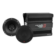 Paquete Car Audio Amplificador Cvp1200.4 + 2 Bocinas Xed62 Color Negro