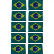 Adesivo Bandeira Brasil Resinada Alto Relevo 6 X 4 10 Pçs