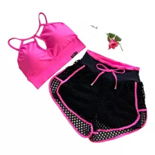 Conjunto Top E Short Feminino Academia Tops Legging Bermuda