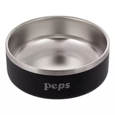 Comedero Perro Peps Plato Comedor Mascotas Acero Inoxidable Color Negro