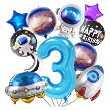 Globos Metálicos De Astronauta Para Fiesta De 3º Cumpleaños 