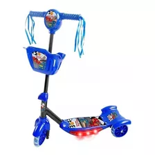 Patinete Dm Toys Com Cesta Corrida Divertida Azul E Preto Para Crianças